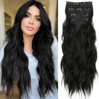 Peluca Aisi, peluca larga y rizada, peluca de cabello femenino, extensión de cabello de fibra química con clip de cuatro piezas  Estilo 3