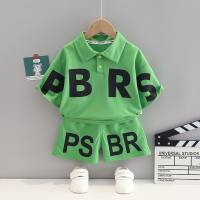 Cross-border children's clothing summer new style boys infants baby children's suits POLO shirt casual short-sleeved suit two-piece set  Green