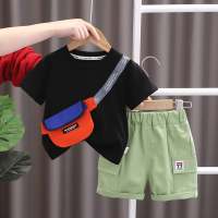2023 abbigliamento per bambini ragazzi estivi a maniche corte a righe maglietta orso stile coreano trendy abbigliamento per bambini giapponese  Nero