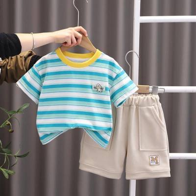 Children aged 0-5 years old, summer wear, thin short-sleeved T-shirt, children's clothing, boy's suit, children's overalls, casual shorts, two-piece set, trendy