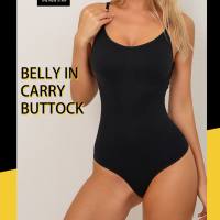 Seamless Shaper Bikini T-Back Bodysuit Waist and Tummy Control Suspender Bodycon Corset  Black