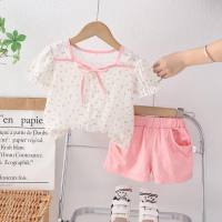 One piece drop shipping 0-4 infant girls thin floral short-sleeved summer new shirt children's clothing two-piece set wholesale  Pink