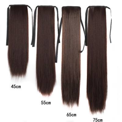 Fashionable and smooth wig ponytail, realistic matte silk long straight hair wig ponytail, tied straight hair fake ponytail