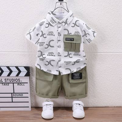 Baby fashionable shirt infant children summer two-piece suit trendy boy summer short-sleeved shirt suit