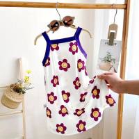 New summer children's suspender princess dress for girls, cool, breathable and comfortable dress for middle and large children, thin dress  Multicolor