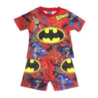 Fashion trendy casual boys summer short-sleeved new children's all-print suit boys  Red