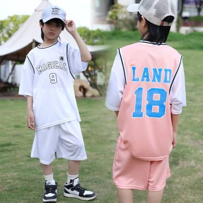 New children's quick-drying jerseys for boys and girls summer breathable casual short-sleeved shorts two-piece baby jersey suit