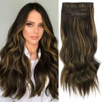 Aisi wig long curly wig female hair wig four-piece clip hair chemical fiber hair extension  Style 2