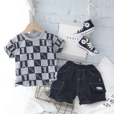 2024 Korean style children's clothing summer boys and girls 0-5 years old infant summer clothing two-piece children's suits