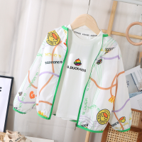 New summer children's sun protection clothing ice silk printing baby long sleeve breathable sun protection clothing jacket  Green