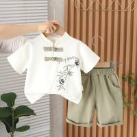 2024 new style boy summer shirt suit boy baby summer buttoned Tang suit Chinese style shirt suit  White