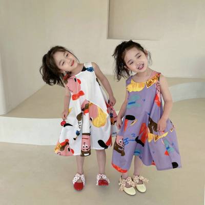 Girls skirt cartoon cute sisters dress princess skirt 24 summer new style