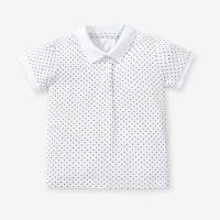 Camiseta para niños, polo de manga corta para niñas, top de moda de algodón puro para niños  Blanco