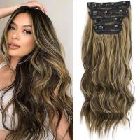 Aisi wig long curly wig female hair wig four-piece clip hair chemical fiber hair extension  Style 6