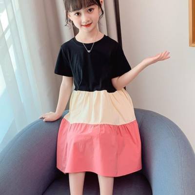 Summer girls dress new style for middle and large children fairy short sleeve princess dress