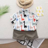 New summer style for small and medium children, boys and girls short-sleeved shorts two-piece suit  Blue