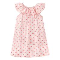 Girls dress pure cotton cute striped children's dress summer short-sleeved children's princess dress  Pink