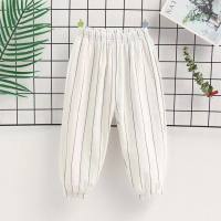 New summer children's pure cotton casual pants outer wear bloomers baby anti-mosquito pants small and medium children's thin pure cotton trousers  White