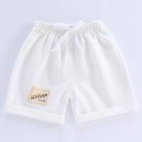Children's summer shorts outerwear children's clothing Korean version boys and girls solid color shorts small children's open crotch casual pants  White