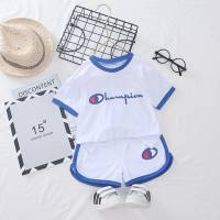 Fashion boy summer suit boy two-piece suit baby children's clothing baby short-sleeved summer clothes 1-2-3-4-5 years old clothes  White