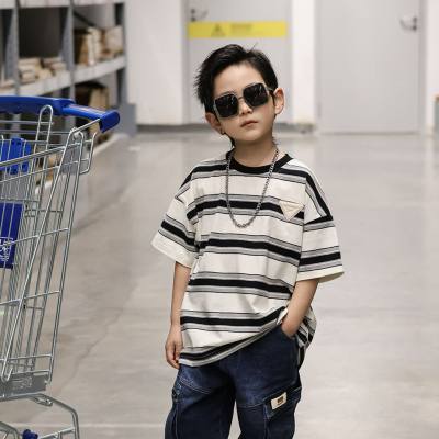 Boys striped t-shirt Korean style children's short-sleeved tops medium and large children's summer clothes