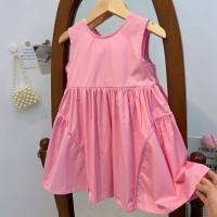 2024 Korean Summer Thin Girls Vest Dress Loose Little and Middle-aged Princess Sleeveless Vest Dress Trendy  Pink