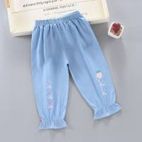 Children's anti-mosquito pants summer thin small and medium children's imitation denim bloomers boys and girls baby loose leg nine-point pants  Multicolor