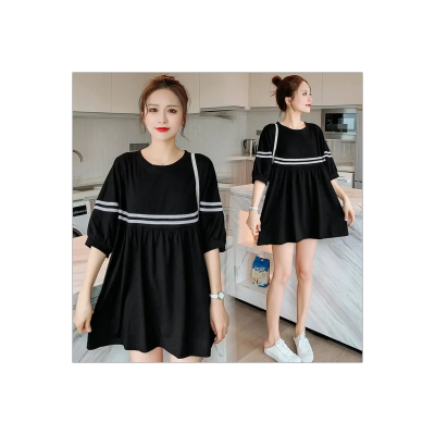 Maternity clothes plus size women's summer mid-length loose belly-covering short-sleeved T-shirt dress