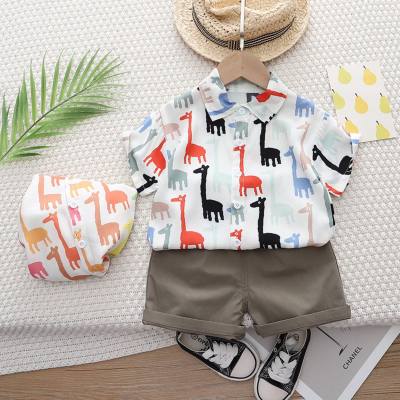 Boys matching suits new summer style cute animal pattern boys casual short-sleeved shorts suit
