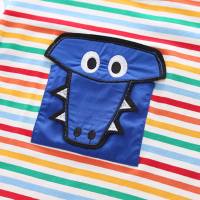 Xiao Bayong children's clothing 2024 summer casual pocket dinosaur short-sleeved shorts two-piece suit trendy boy's stylish suit  Blue