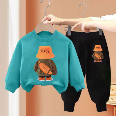 Conjunto de 2 piezas de camisetas y pantalones de manga larga con estampado gráfico informal de otoño para niño pequeño