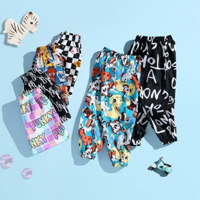 Children's anti-mosquito pants Korean style trendy sports pants for baby girls thin summer style chiffon cartoon print anti-mosquito pants