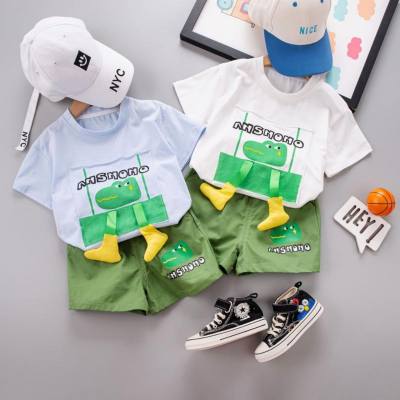 Summer thin short-sleeved children's suit infant baby cartoon cute casual printed T-shirt children's clothing wholesale 2024