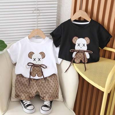 Summer boys and girls short-sleeved two-piece shorts suit