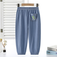 Summer children's anti-mosquito pants new breathable ultra-thin trousers small and medium boys and girls baby with trouser pockets children's pants wholesale  Blue