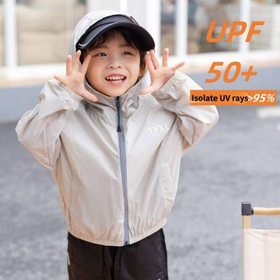 UPF50+ Sonnenschutzkleidung für Kinder, Jungen und Mädchen, Sommer, ultradünne Anti-Ultraviolett-Jacke, Baby-Oberbekleidung, atmungsaktive Sonnenschutzkleidung