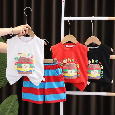 Baby summer clothes boys sleeveless vest suit children's summer fashionable two-piece suit children's thin summer outdoor clothes