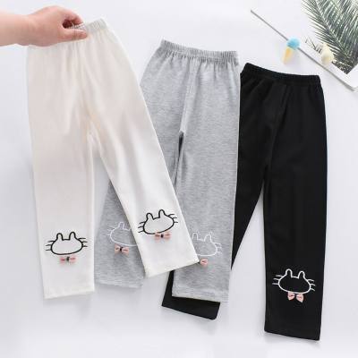 Girls' leggings for spring and autumn, thin outerwear trousers for 0-6 years old baby girls, stylish embroidered cute stretch pants