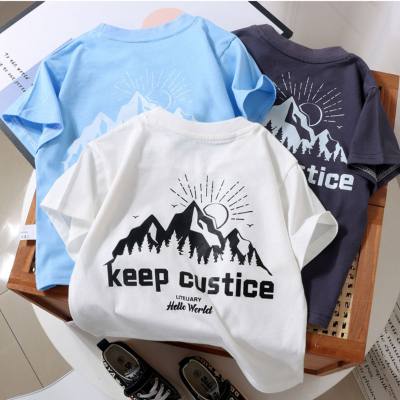 Nueva camiseta de algodón estampada de manga corta de verano para niños y niñas, Jersey informal fino y cómodo para bebé