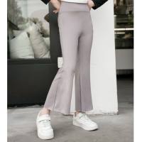 Girls' fashionable bell-bottom pants shark pants spring and summer new anti-mosquito pants fashionable girls Korean and Chinese big children's thin trousers  Gray