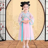 Verão novo estilo meninas vestido Hanfu menina estudante vestido fino saia  Multicolorido