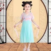 Verão novo estilo meninas vestido Hanfu menina estudante vestido fino saia  Multicolorido