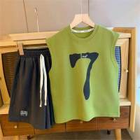 Boys vest suit summer thin handsome internet celebrity clothes fashion trend comfortable Korean style outer wear for middle-aged and older children  Green