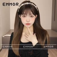 New Korean wigs, air bangs, long hair, slightly curly, natural white girlish synthetic wig headpiece  Style 4
