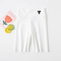 Girls summer five-point shark pants 2024 new children's thin outer leggings baby Korean yoga pants sports cycling pants  White