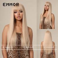 New arrival champagne brown long straight hair temperament goddess wig full head hairstyle hair  Style 1