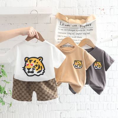 New fashion style children's baby cartoon clothes children's summer casual two-piece set boys short-sleeved