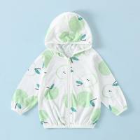 Children's sun protection clothing pure cotton summer thin tops boys and girls hooded clothes infant baby air conditioning shirt jacket  Multicolor