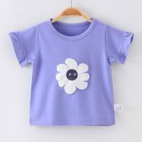 Camiseta de manga corta de algodón para niñas, tops elegantes de media manga de verano para bebés de 18 años o menos  Púrpura
