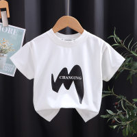 2024 neues T-Shirt für Kinder, kurzärmelig, einteilig, für Jungen und Mädchen, Sommer, Baby, halbärmelig, trendiges einteiliges Drop-Shipping  Weiß